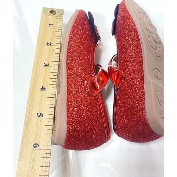 Girls Red Ballet Flats, Cute Baby Toddler Sparkly Butterfly Shoes, Size 7, New - Picture 10 of 10